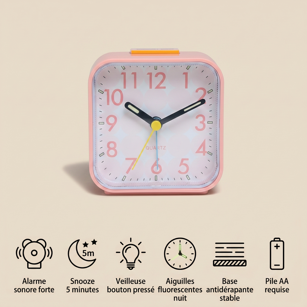 Veilleuse réveil aiguille fluorescent - FluoClock