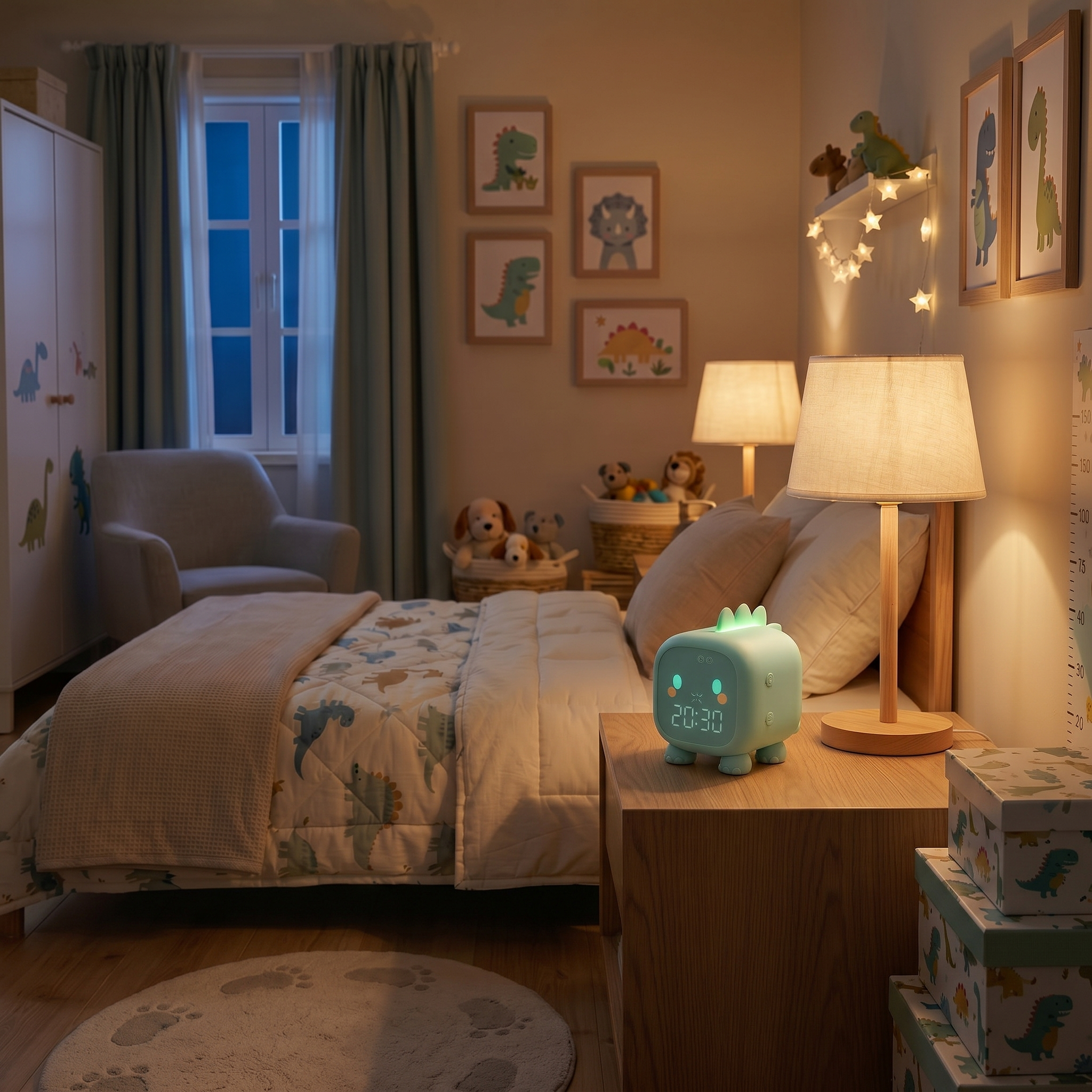 LED Alarm Clock For Bedroom Lovely Dinosaur Digital Clock With Night Light Intelligent Children's Sleep Wake-up Electronic Clock