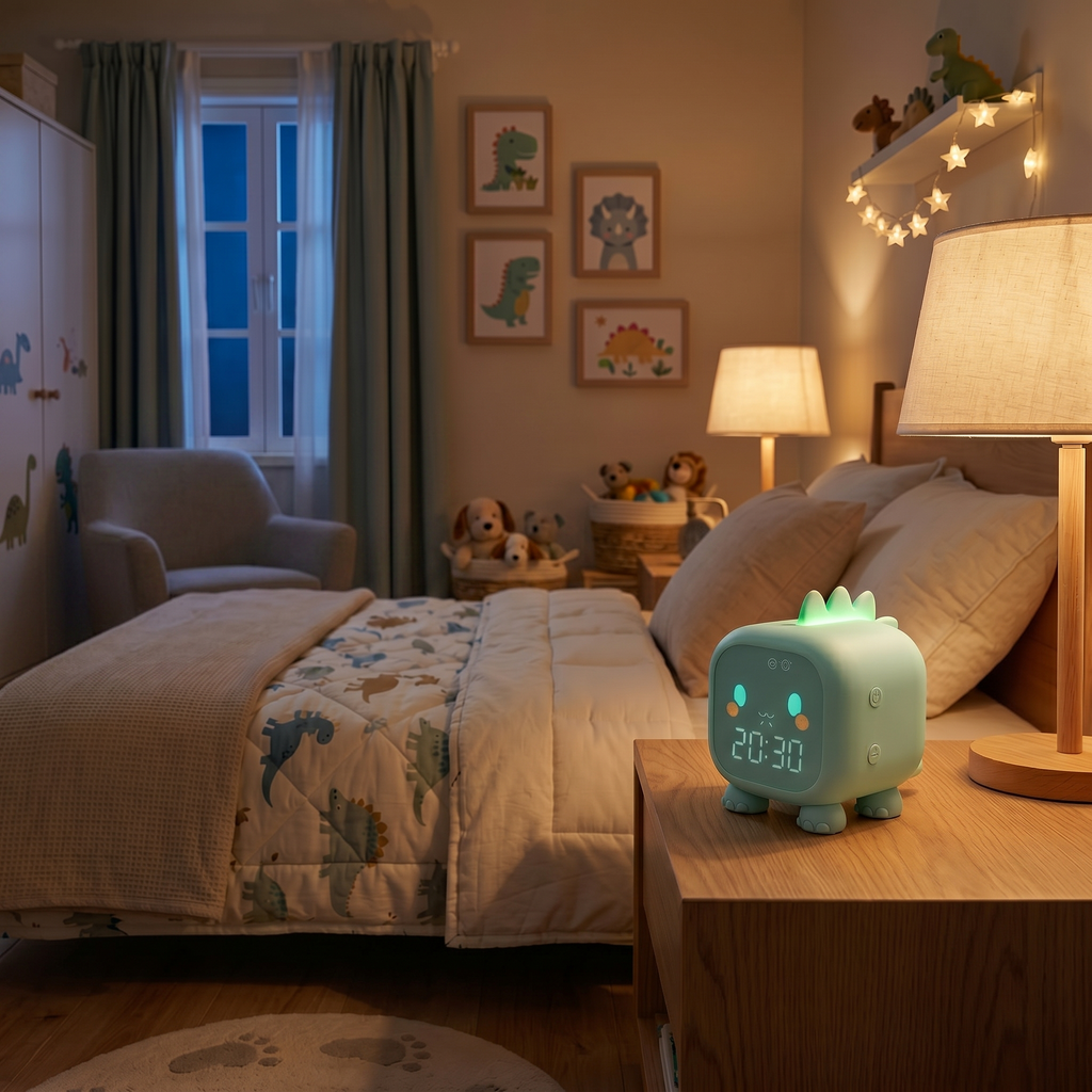LED Alarm Clock For Bedroom Lovely Dinosaur Digital Clock With Night Light Intelligent Children's Sleep Wake-up Electronic Clock