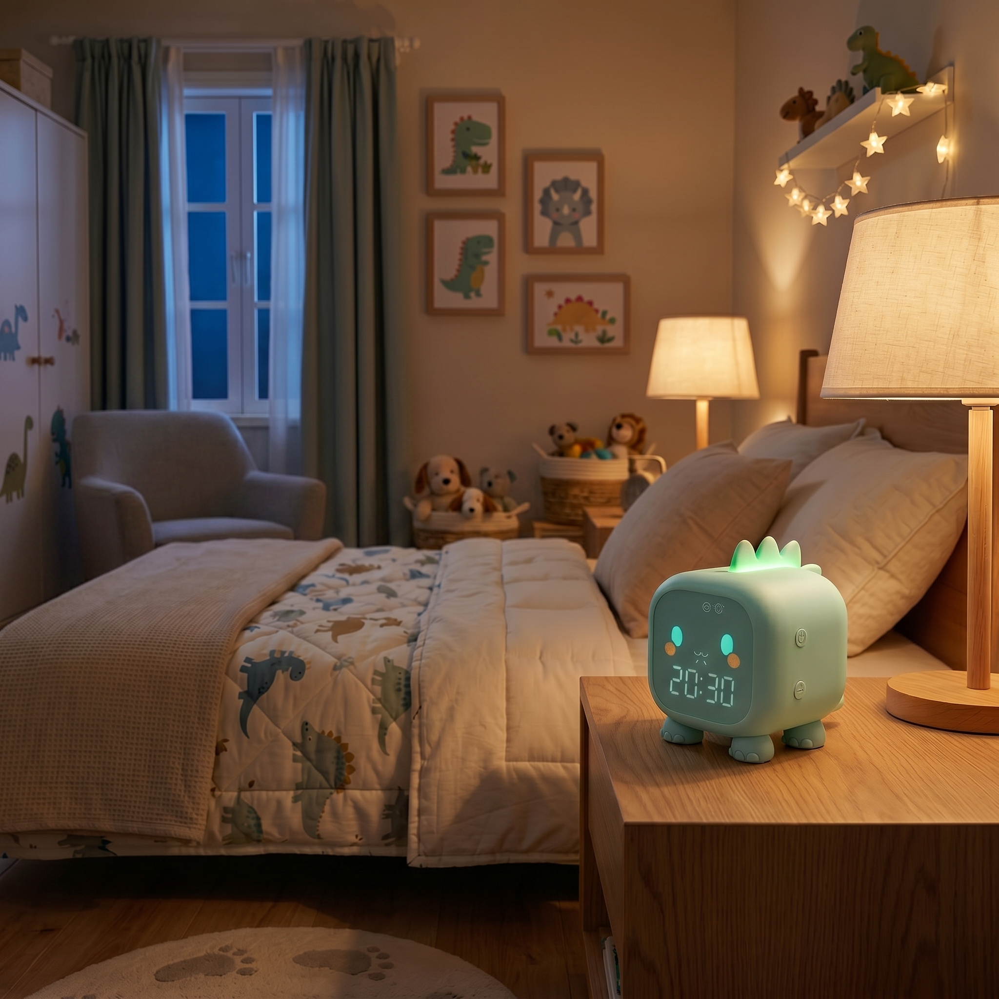 LED Alarm Clock For Bedroom Lovely Dinosaur Digital Clock With Night Light Intelligent Children's Sleep Wake-up Electronic Clock