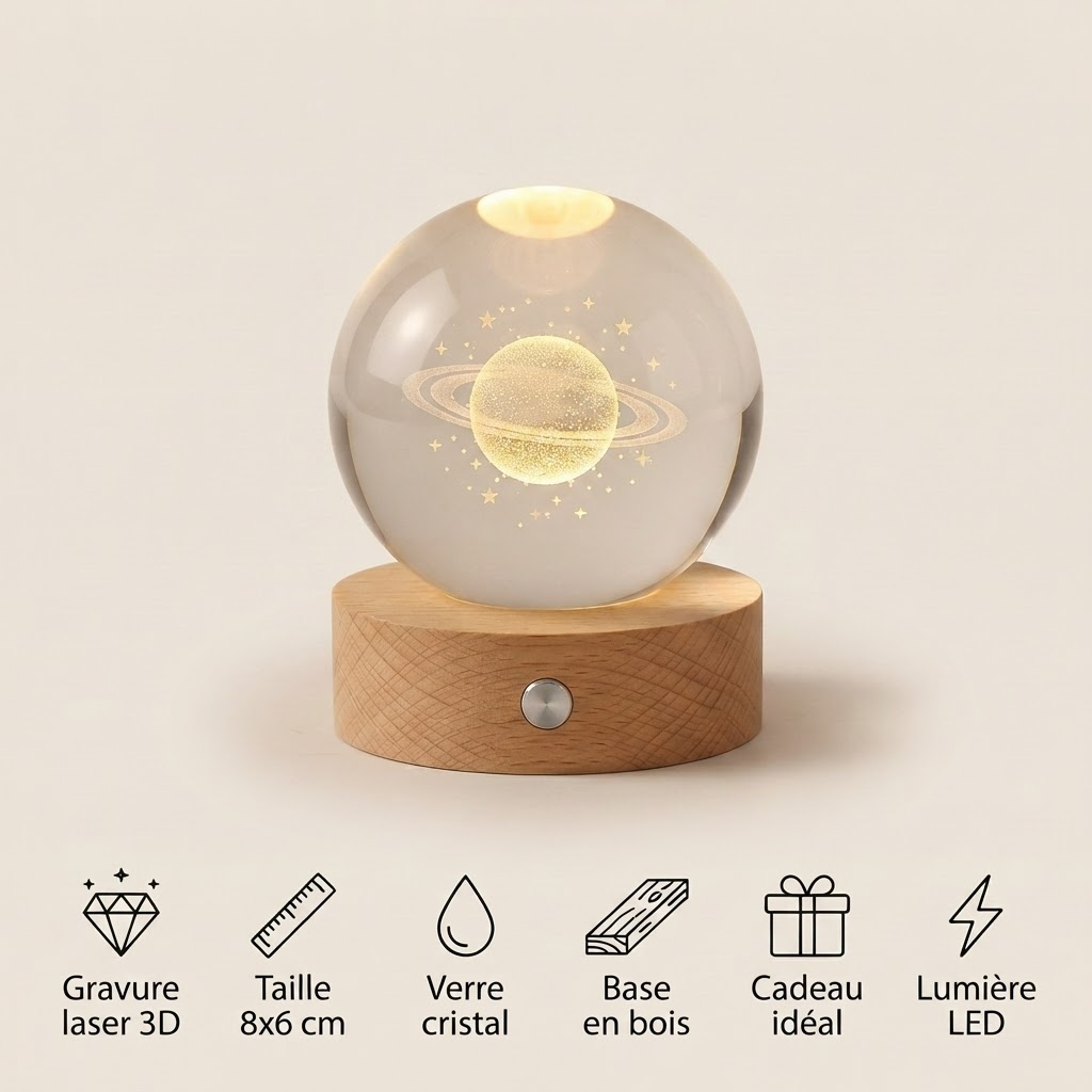 Veilleuse boule cristal univers - CrystalUnivers