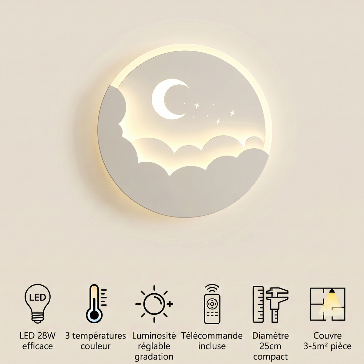 Veilleuse murale nuage lune - LunaCloud
