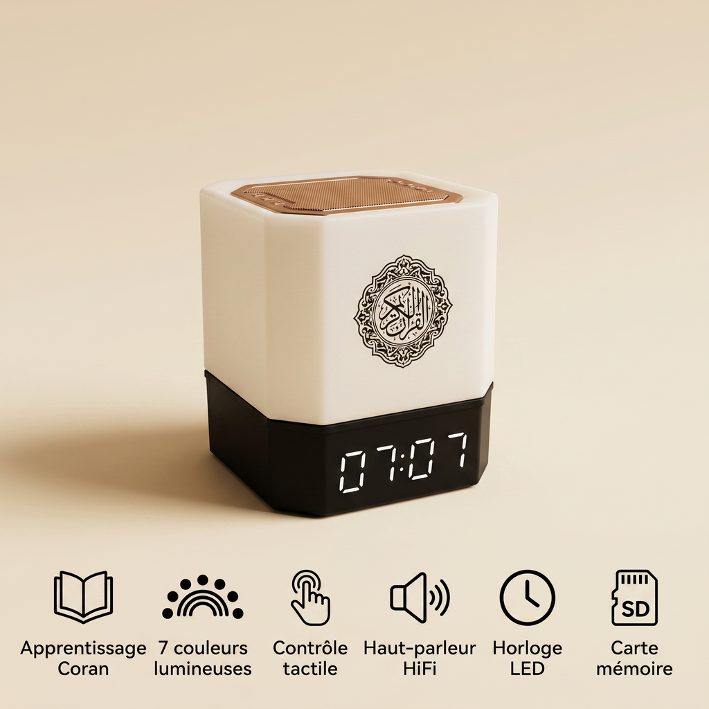 Quran Azan Clock Koran Islamic Muslim Bright Night Light Lamp Holy Bluetooth Speaker Wireless Portable Arab Ramadan Caixa De Som