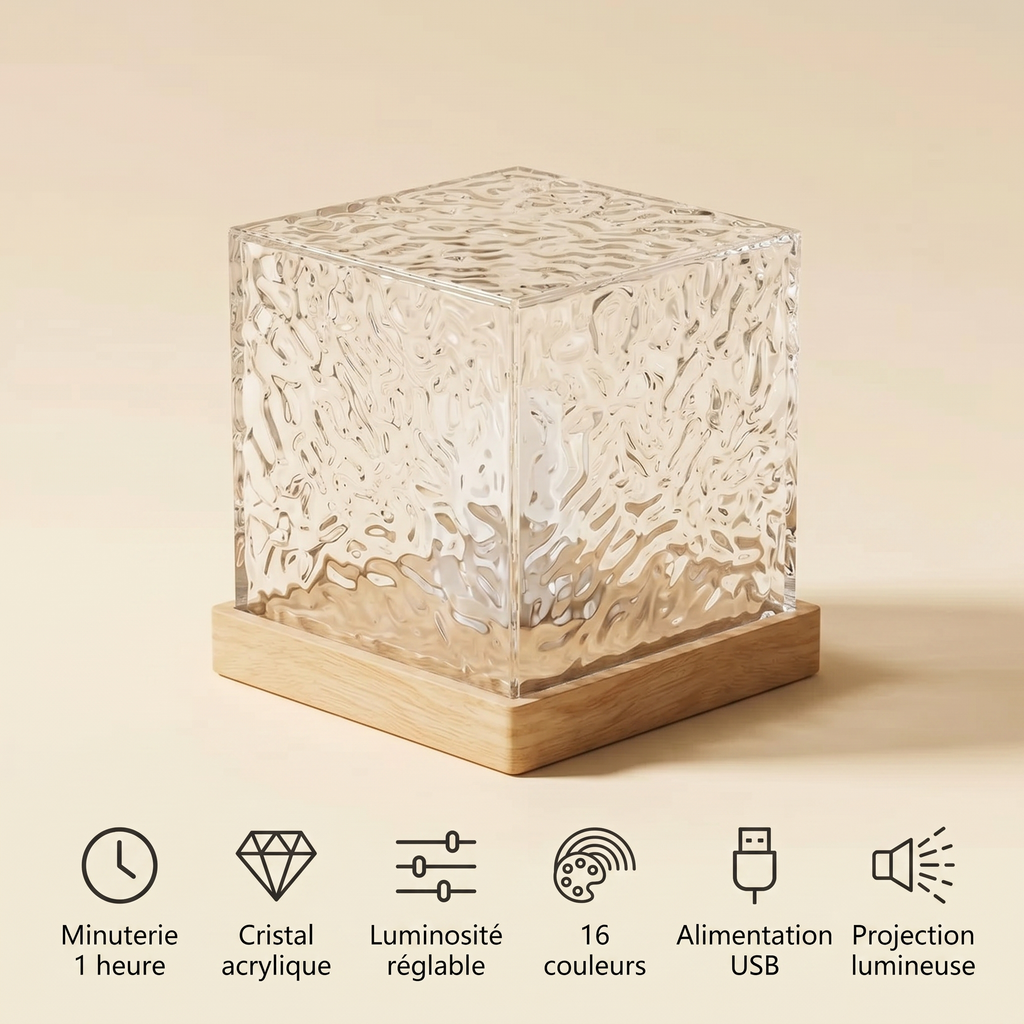 New Water Ripple Projector Night Light Crystal Mood Lamp Decoration Home Houses Bedroom Aesthetic Christmas Gift Sunset Lights