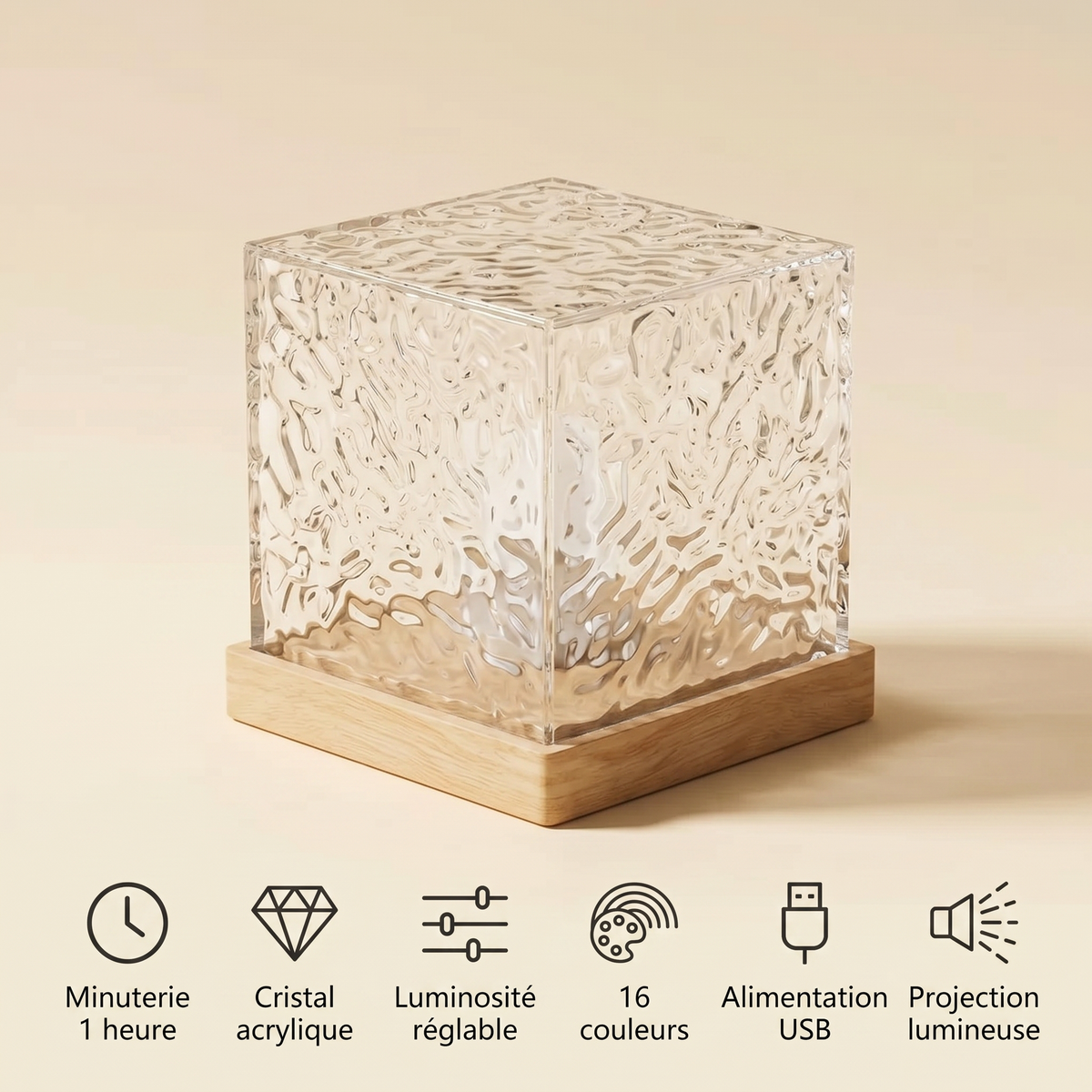 New Water Ripple Projector Night Light Crystal Mood Lamp Decoration Home Houses Bedroom Aesthetic Christmas Gift Sunset Lights
