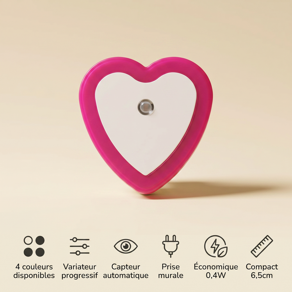 LED Mini Night Light EU/US Plug Light Sensor Heart Shape Nights Lamp For Kid's Room Bedroom Bedside Aisle Corridor 110V 240V