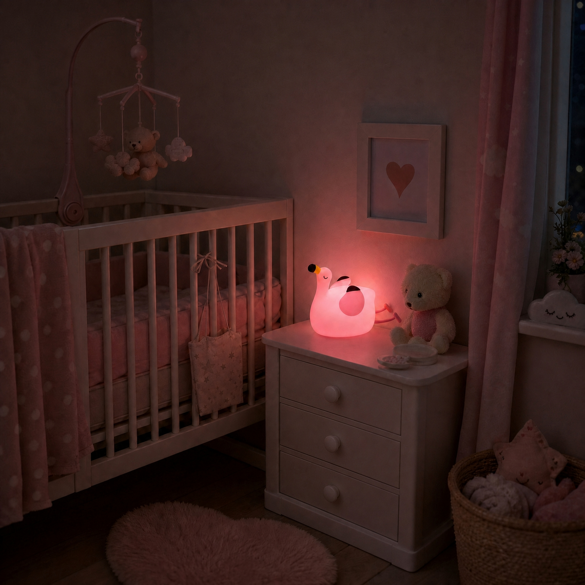 Veilleuse bébé flamant rose - PetitFlam