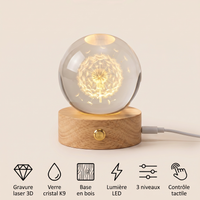 Veilleuse boule cristal pissenlit - CrystalBloom