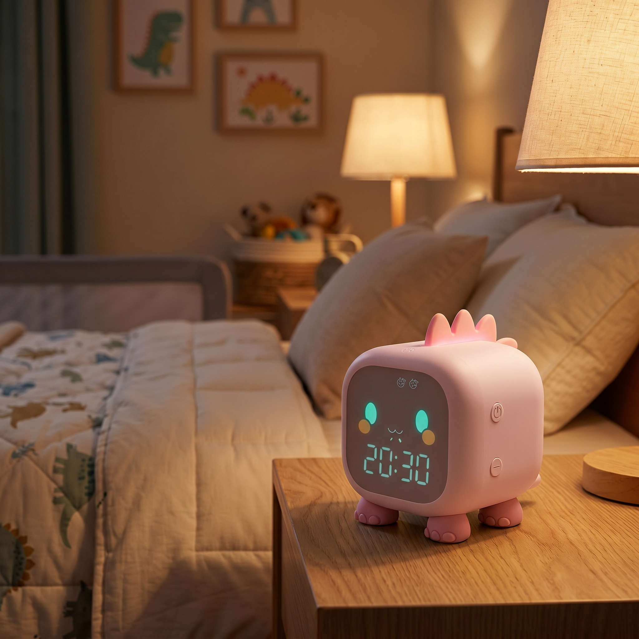 LED Alarm Clock For Bedroom Lovely Dinosaur Digital Clock With Night Light Intelligent Children's Sleep Wake-up Electronic Clock