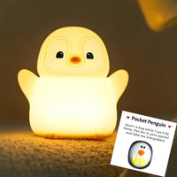 Penguin Night Light,  Animal Themed Squishy Silicone Nursery Lamp with Dimming Timing, USB Rechargeable Bedside Nightlight