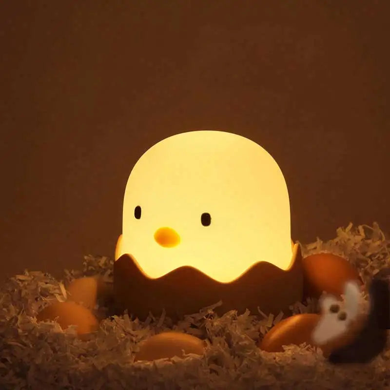 Eggshell Chicken Night Light Cartoon LED Light Bedroom Children Touch Adjustable Light Rechargeable Warm Light Atmosphere Light Image