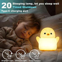 Penguin Night Light,  Animal Themed Squishy Silicone Nursery Lamp with Dimming Timing, USB Rechargeable Bedside Nightlight