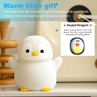Penguin Night Light,  Animal Themed Squishy Silicone Nursery Lamp with Dimming Timing, USB Rechargeable Bedside Nightlight