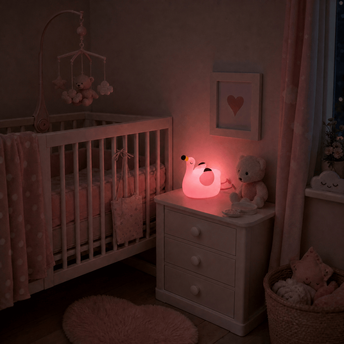 Veilleuse bébé flamant rose - PetitFlam