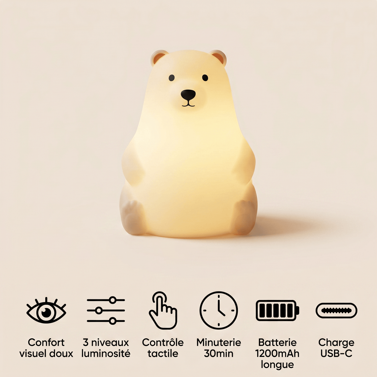 Veilleuse bébé ours polaire - LumiPolar