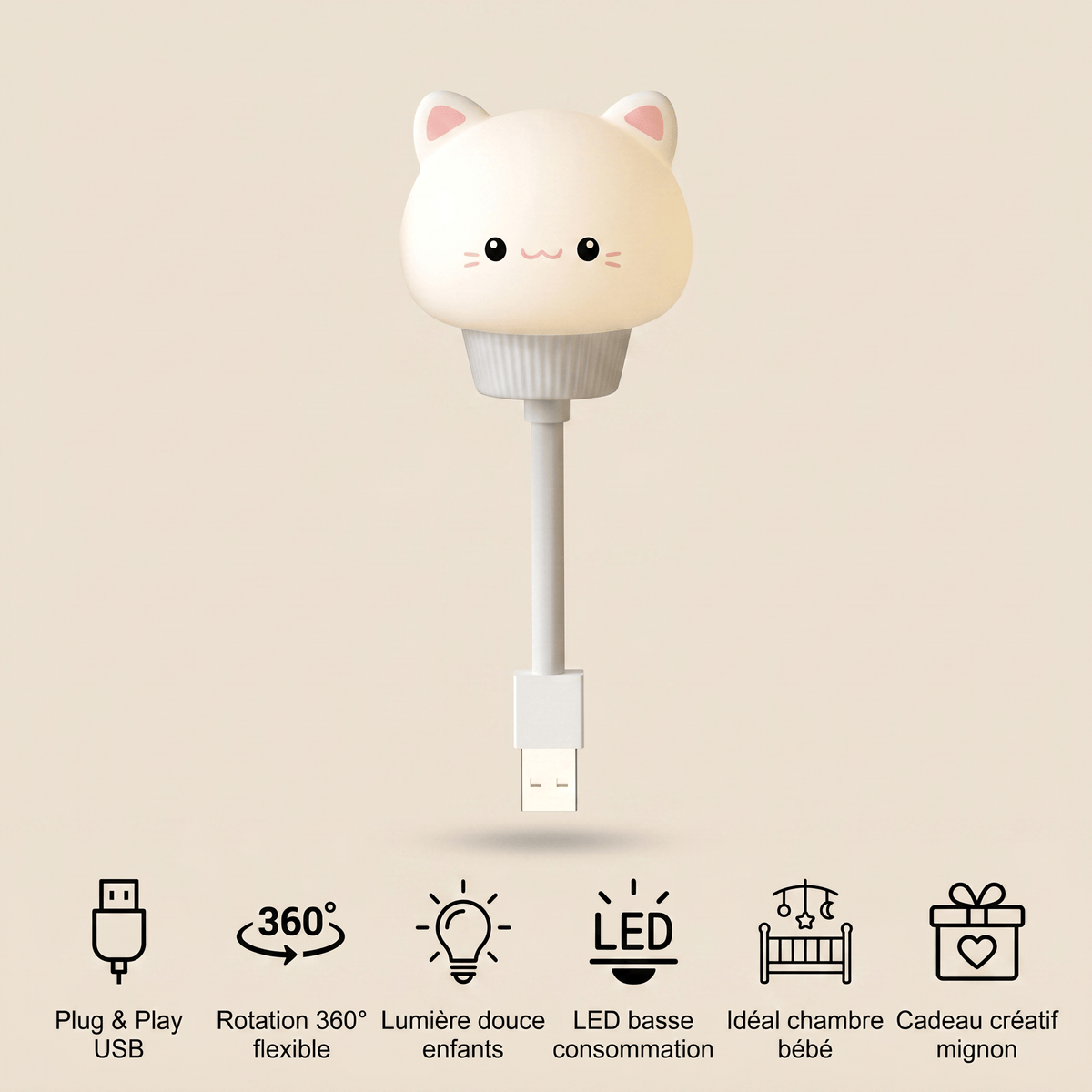 Veilleuse chat cable USB - LittleKitty