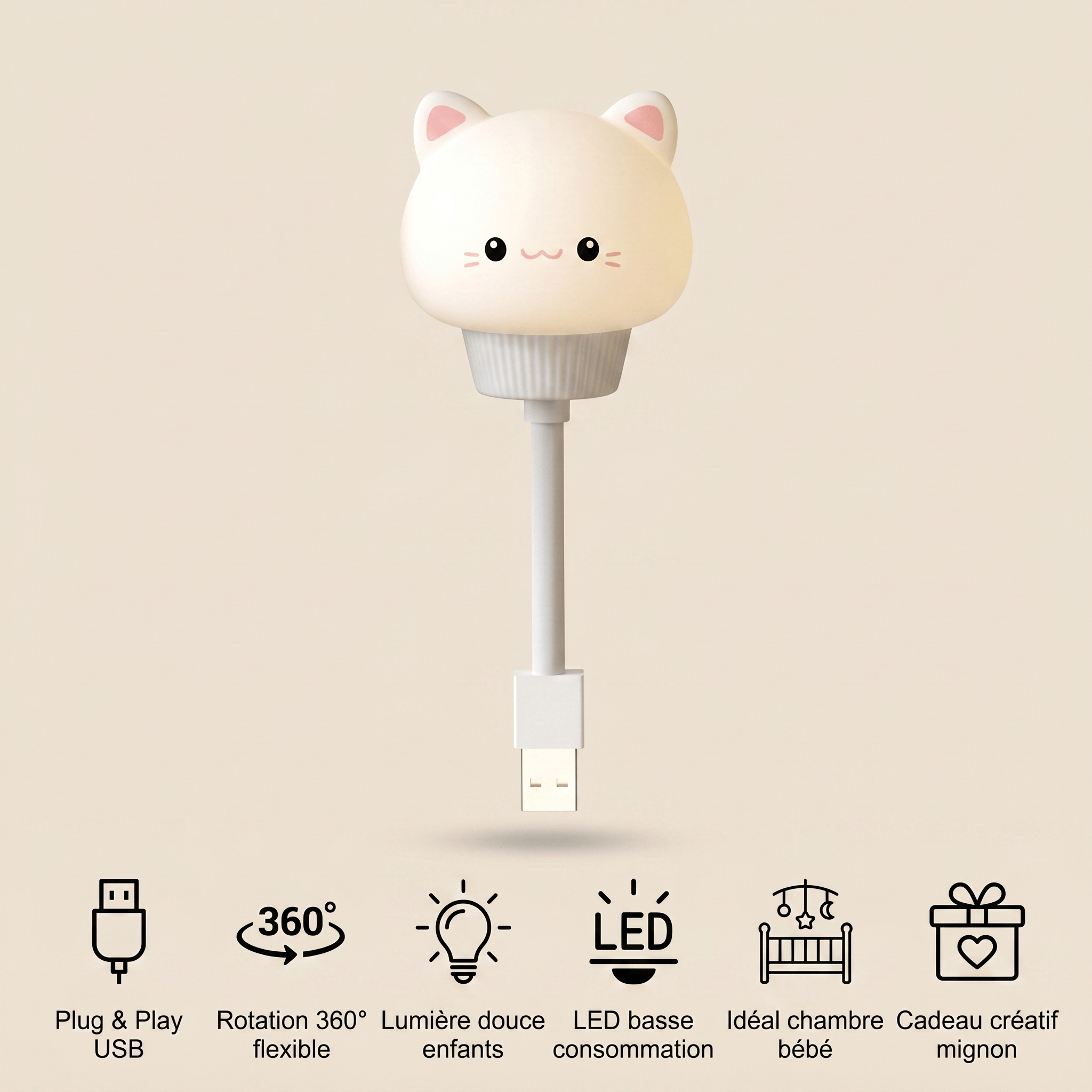 Veilleuse chat cable USB - LittleKitty