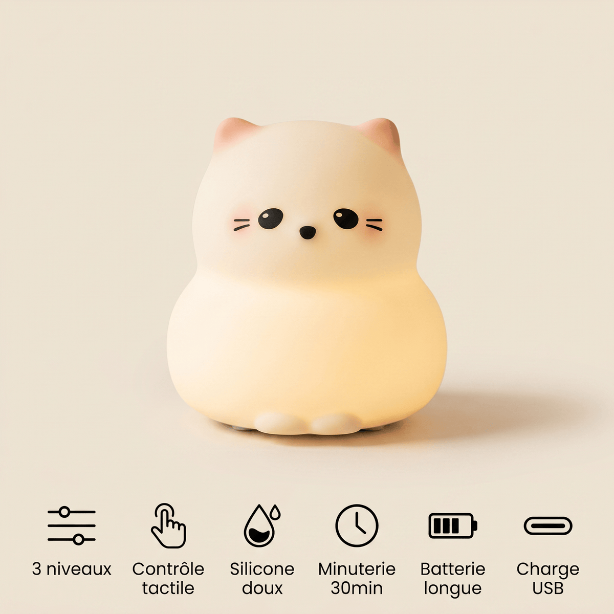 Veilleuse chat rechargeable - PetitKitty