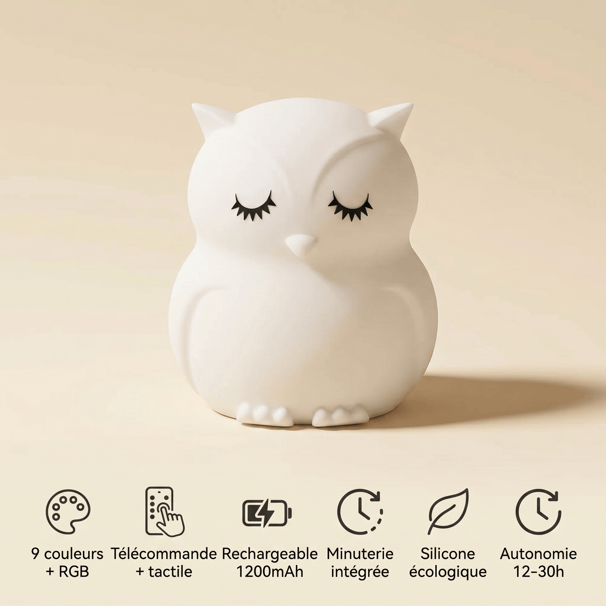 Veilleuse enfant hibou rechargeable - HiboNest