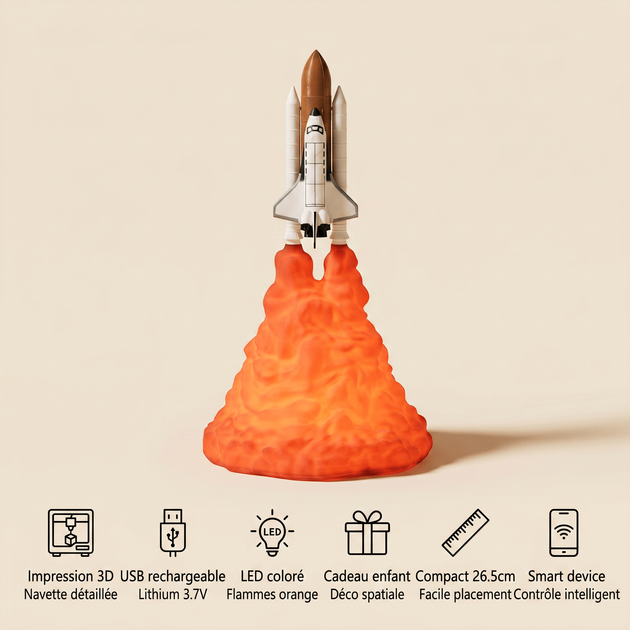 Veilleuse fusée avec socle - AstroLight