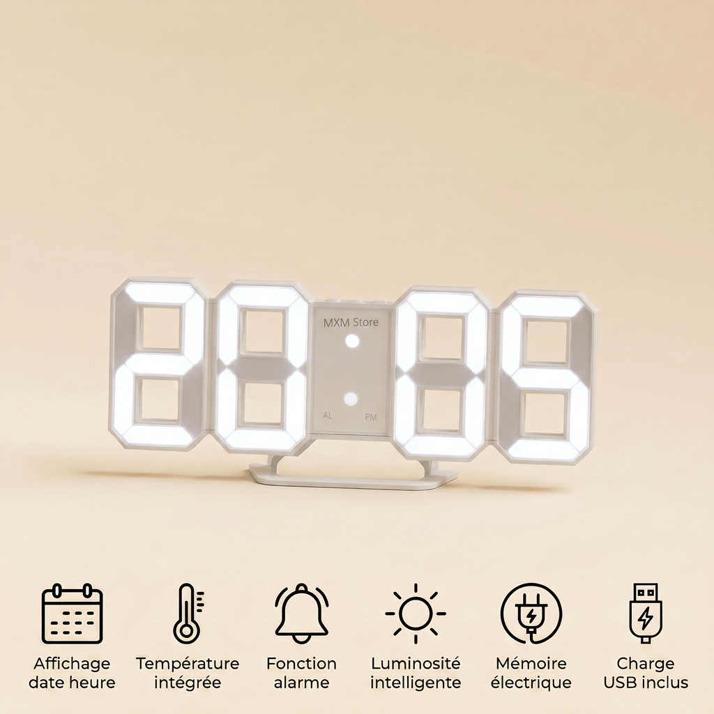 Veilleuse horloge murale digitale - DecoTime