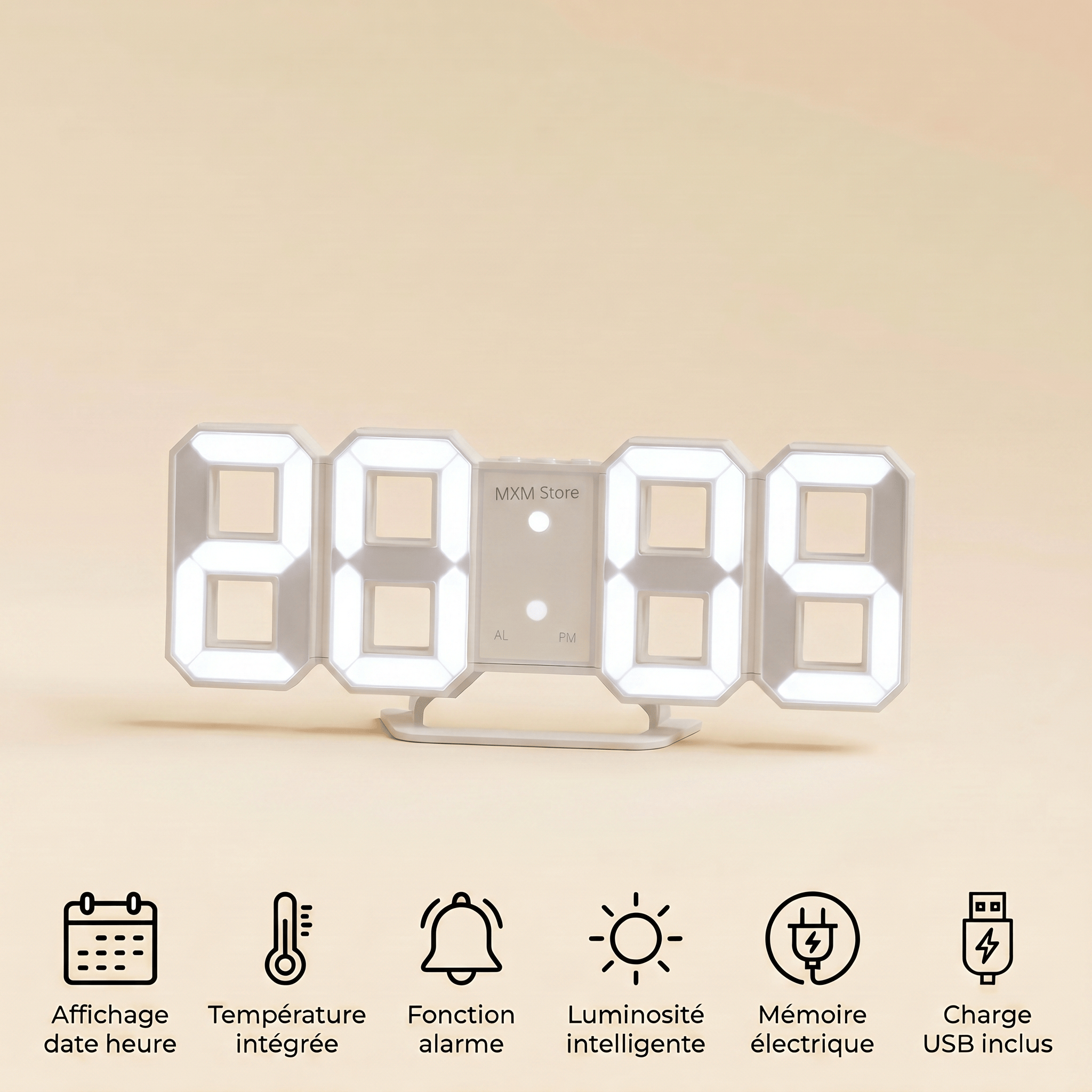 Veilleuse horloge murale digitale - DecoTime