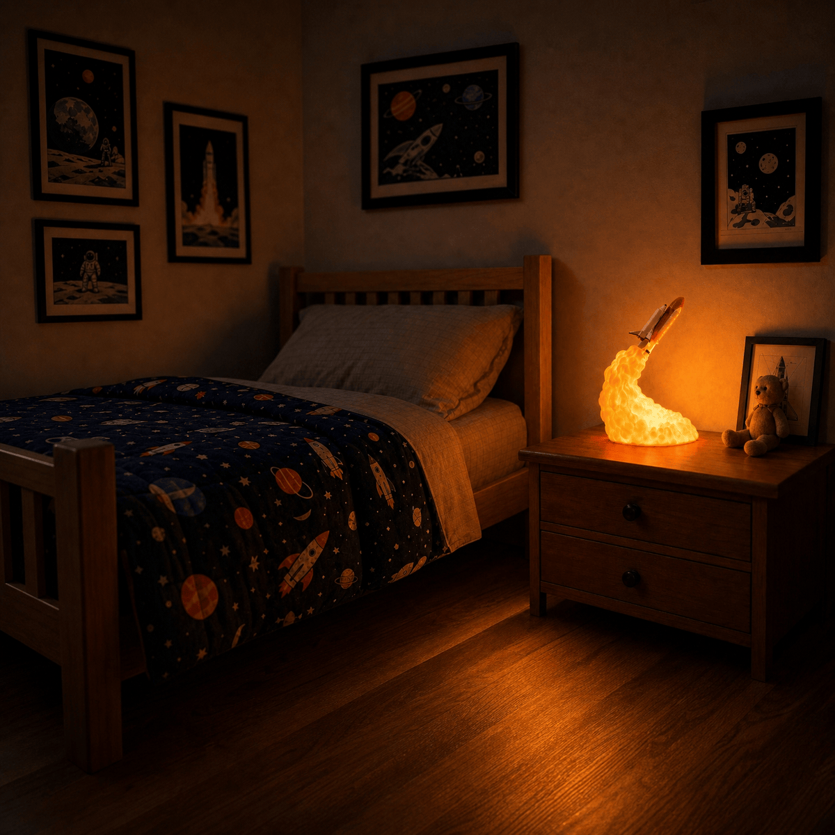 Veilleuse lampe fusée 3D - SpaceRocket