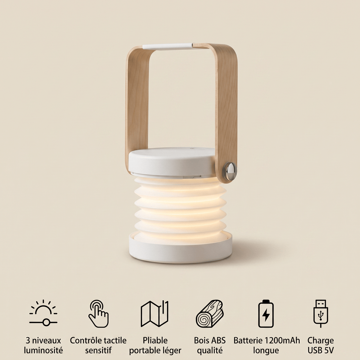 Veilleuse lanterne LED pliable - LumiFold