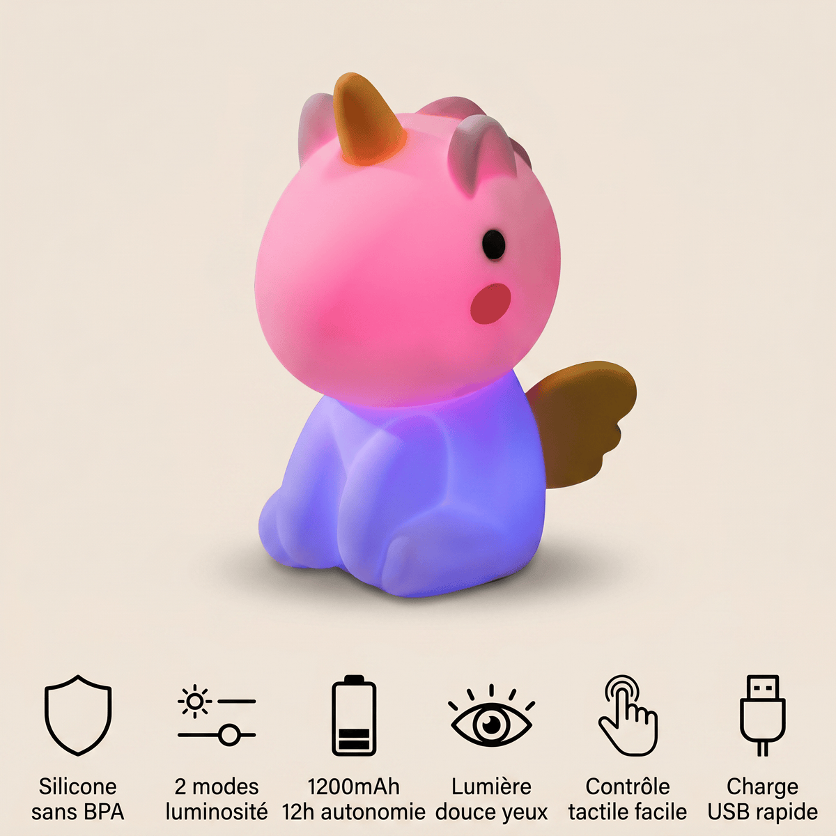 Veilleuse licorne multicolore - LumiCorn