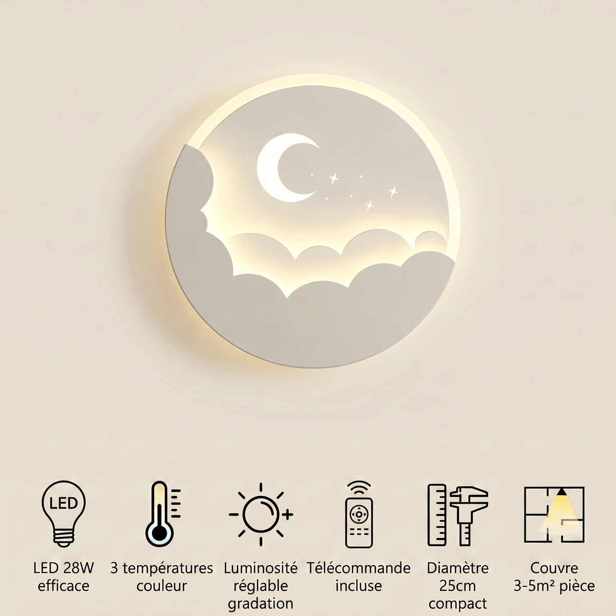 Veilleuse murale nuage lune - LunaCloud