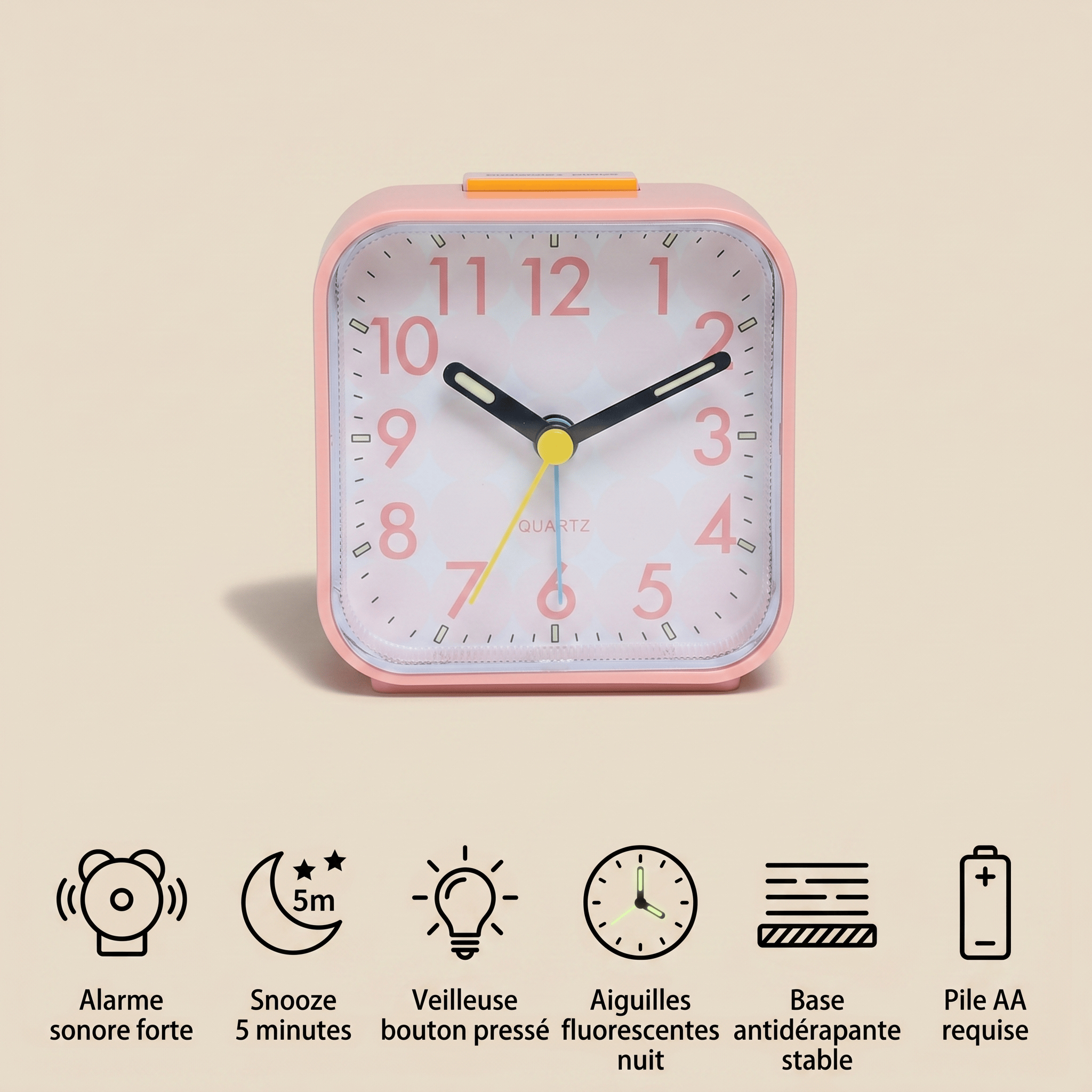 Veilleuse réveil aiguille fluorescent - FluoClock