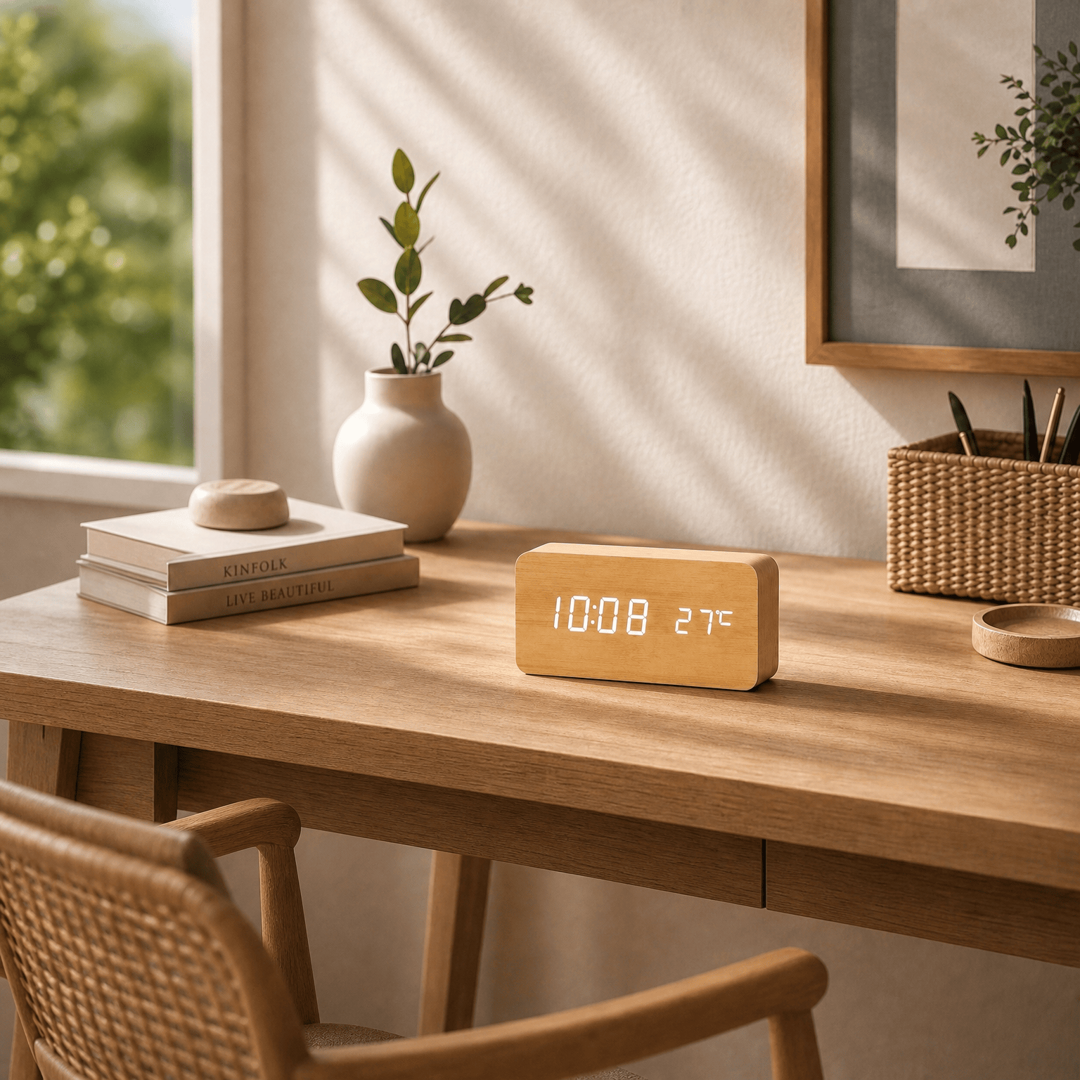 Veilleuse réveil bois - LEDDesk