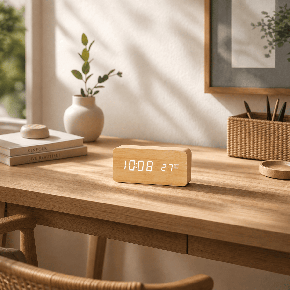 Veilleuse réveil bois - LEDDesk